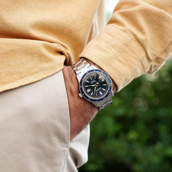 Seiko Presage Style60's Automatic Blue Dial Silver Steel Strap Watch for Men - SRPG05J1 - Image 5